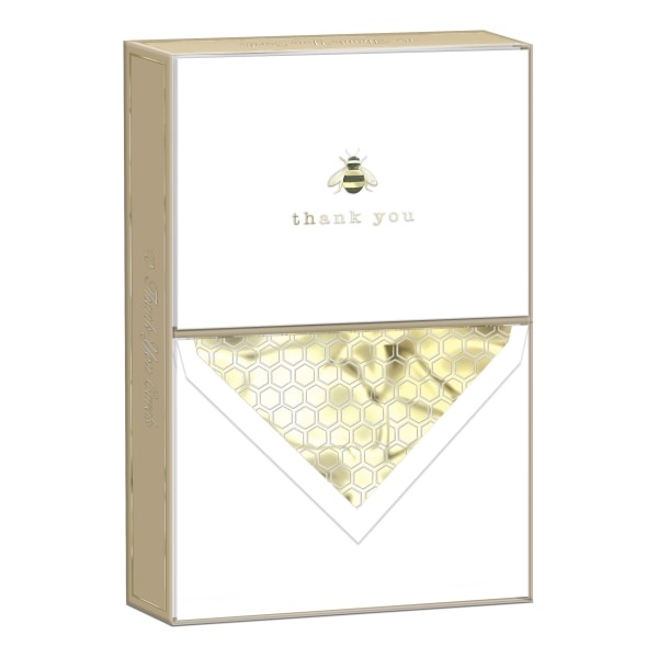 slide 1 of 3, Punch Studio Elegant Thank You Note Cards with Envelopes, Bee, Blank Inside, Cards, 10 ct; 5 1/2 in x 4 1/4 in