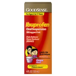 Good Sense Children's Ibuprofen Oral Suspension, 100 mg per 5 mL, Grape Flavor, 4.0 fl oz