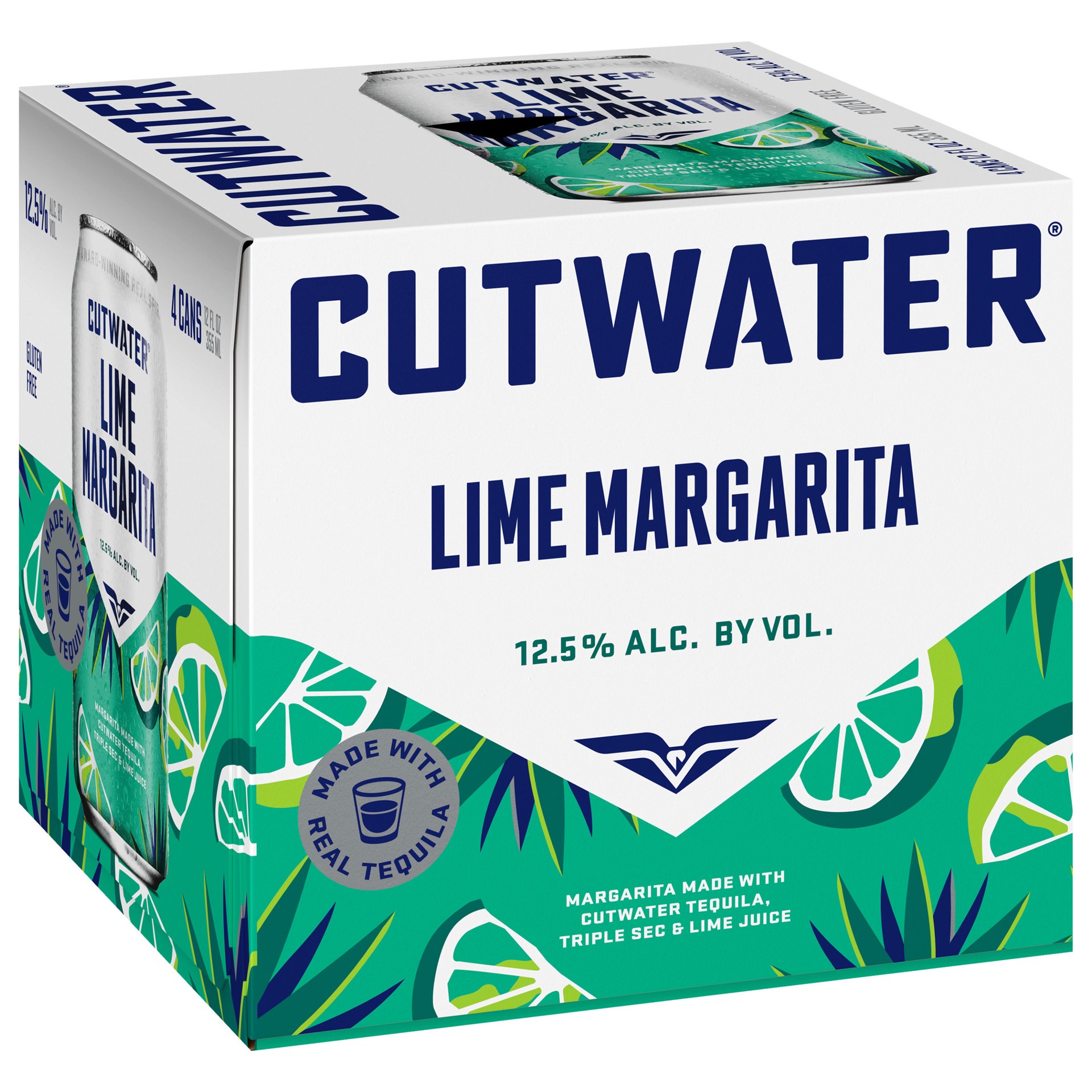 slide 1 of 3, Cutwater Spirits Lime Margarita 4 - 12 fl oz Cans, 4 ct; 12 oz