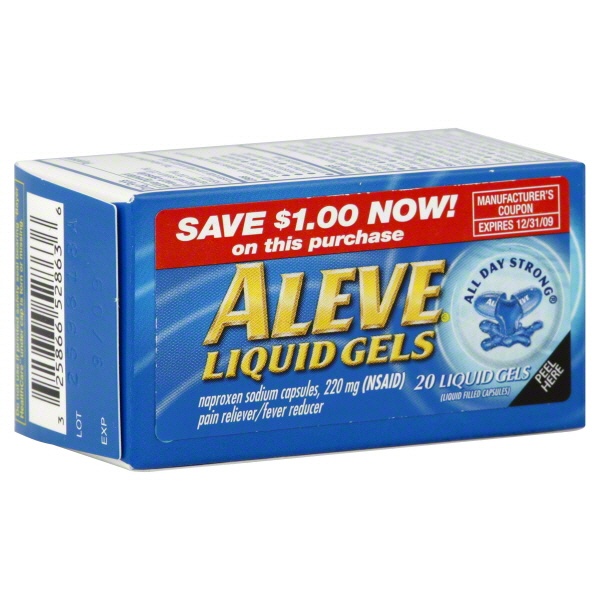 slide 1 of 1, Aleve Liquid Gels Pain & Fever Reducer, 1 ct