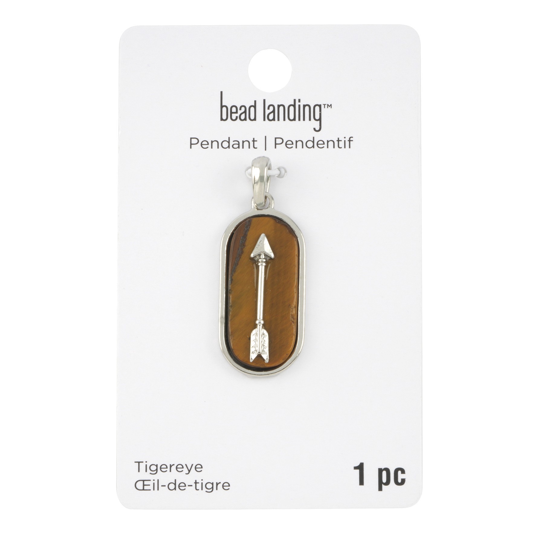 slide 3 of 3, Tiger Eye Arrow Oval Pendant By Bead Landing, 17 mm