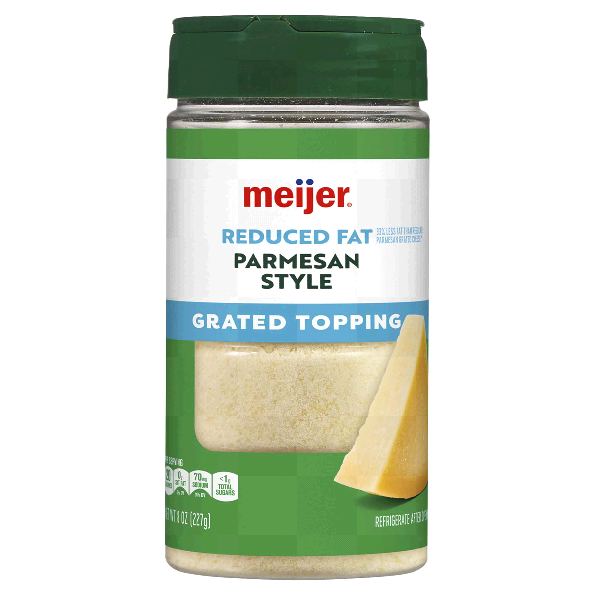 slide 1 of 9, Meijer Reduced Fat Grated Parmesan Cheese, 8 oz