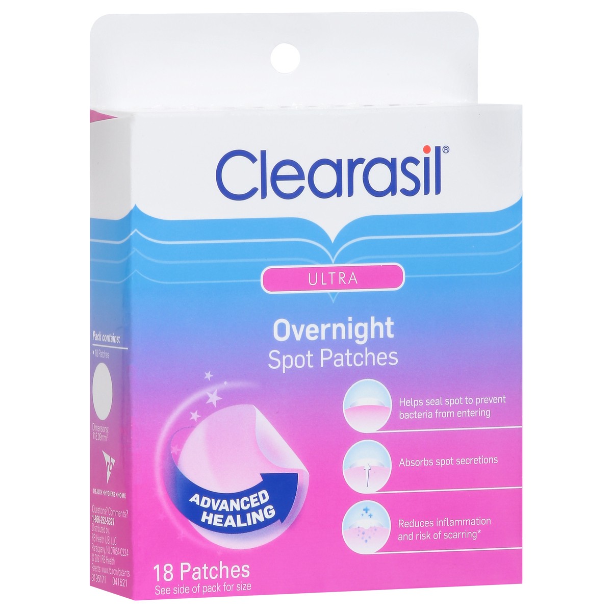 slide 2 of 9, CLEARASIL Ultra - Overnight Spot Patches, 18 ct