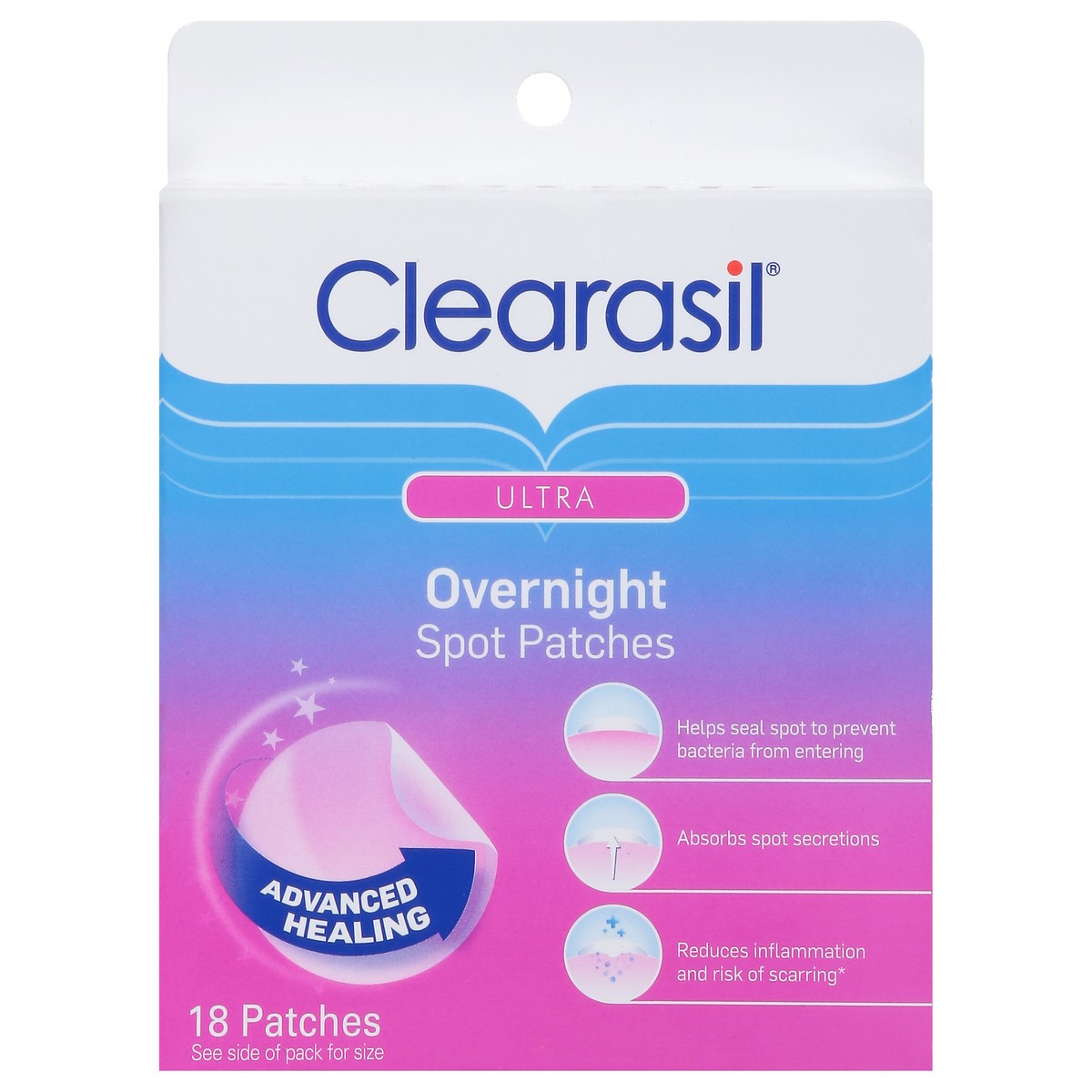 slide 1 of 9, CLEARASIL Ultra - Overnight Spot Patches, 18 ct