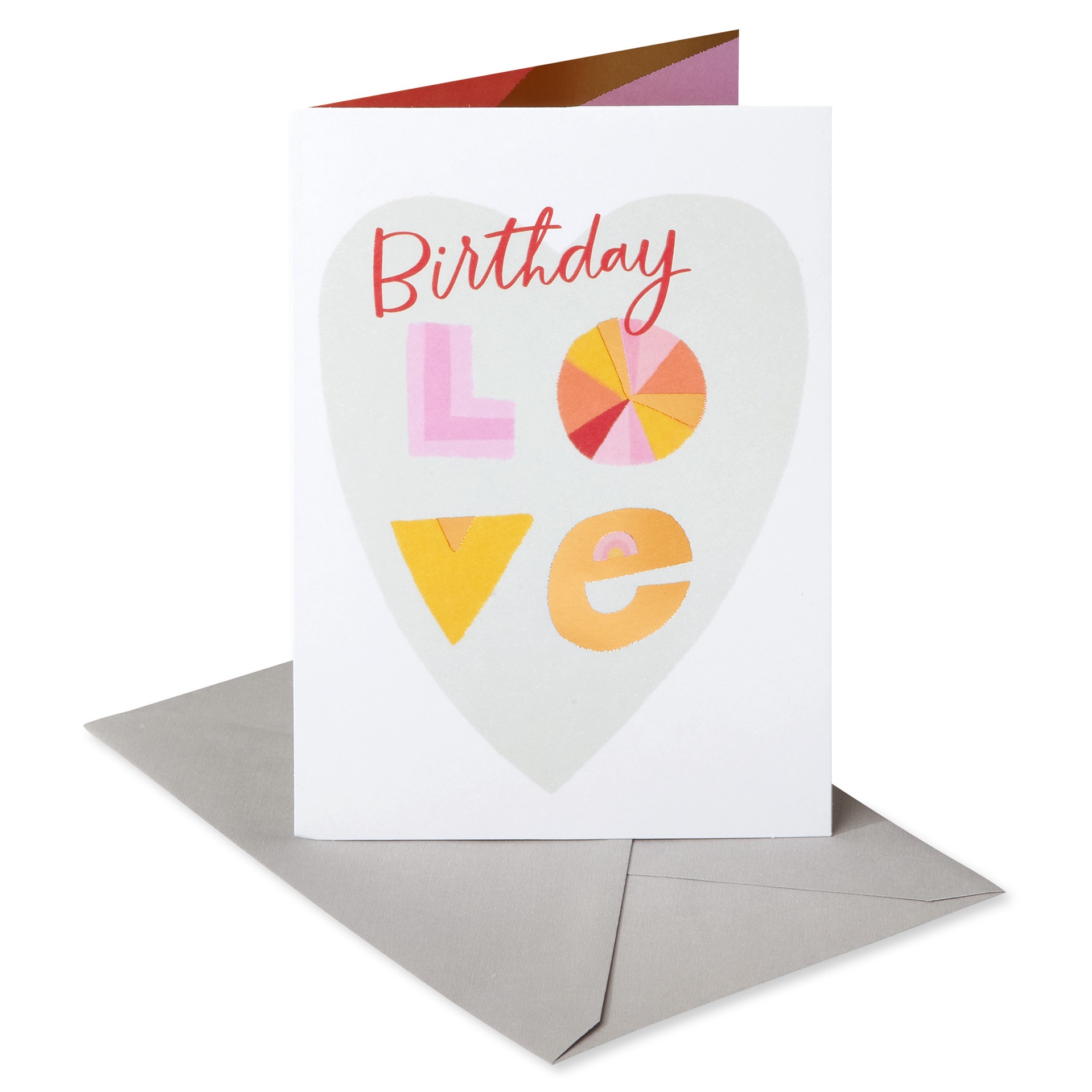 slide 1 of 17, American Greetings Sometimes a few words can say so much, and this heartfelt birthday card is a sweet example! The card features a large heart on the front, with a playful, colorful lettering design, complete with a full color pattern inside and gold hot stamp for an extra touch of shimmer. The message is perfect for partners, family members, dear friends, or anyone you want to send some love to on their big day!, 1 ct