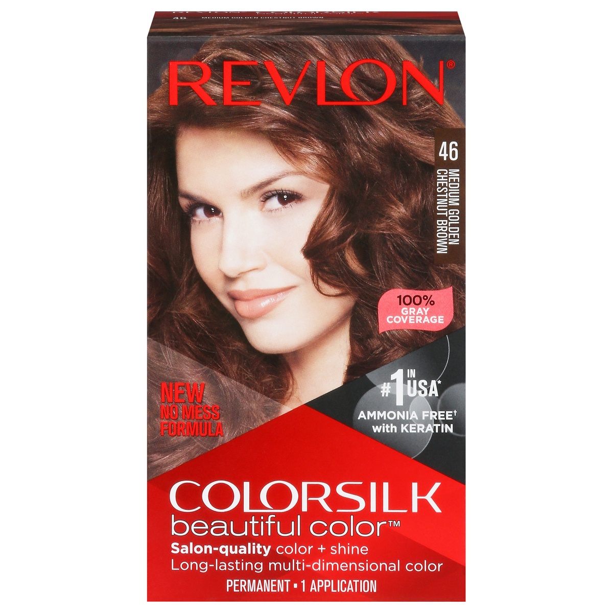 Revlon ColorSilk Beautiful Color Medium Golden Chestnut Brown 46 ...