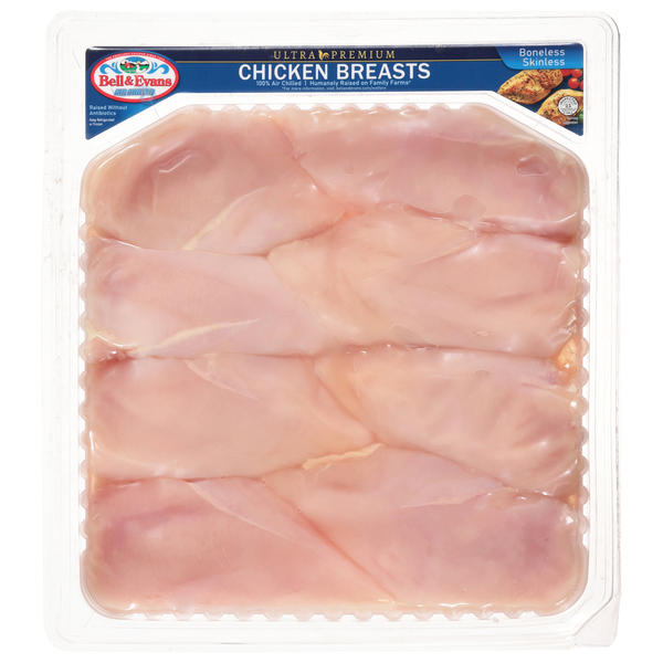 slide 1 of 1, Bell & Evans Boneless Skinless Chicken Breasts, 1 ea, per lb