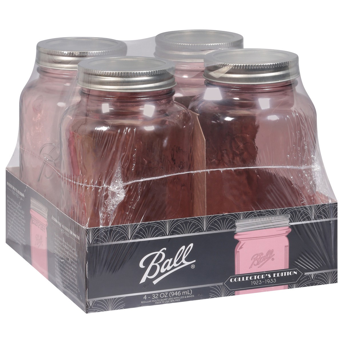 slide 6 of 12, Ball 32 Ounce Regular Mouth Jars with Lids & Bands 4 ea, 4 ct