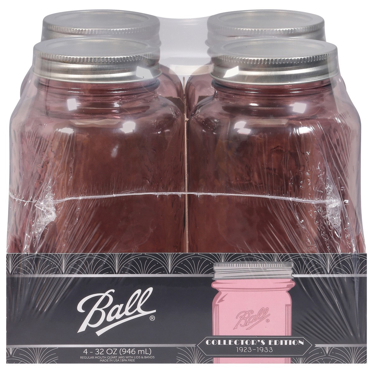 slide 5 of 12, Ball 32 Ounce Regular Mouth Jars with Lids & Bands 4 ea, 4 ct