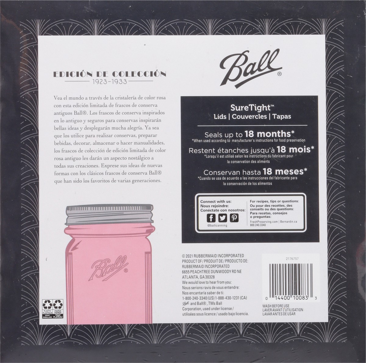 slide 7 of 12, Ball 32 Ounce Regular Mouth Jars with Lids & Bands 4 ea, 4 ct