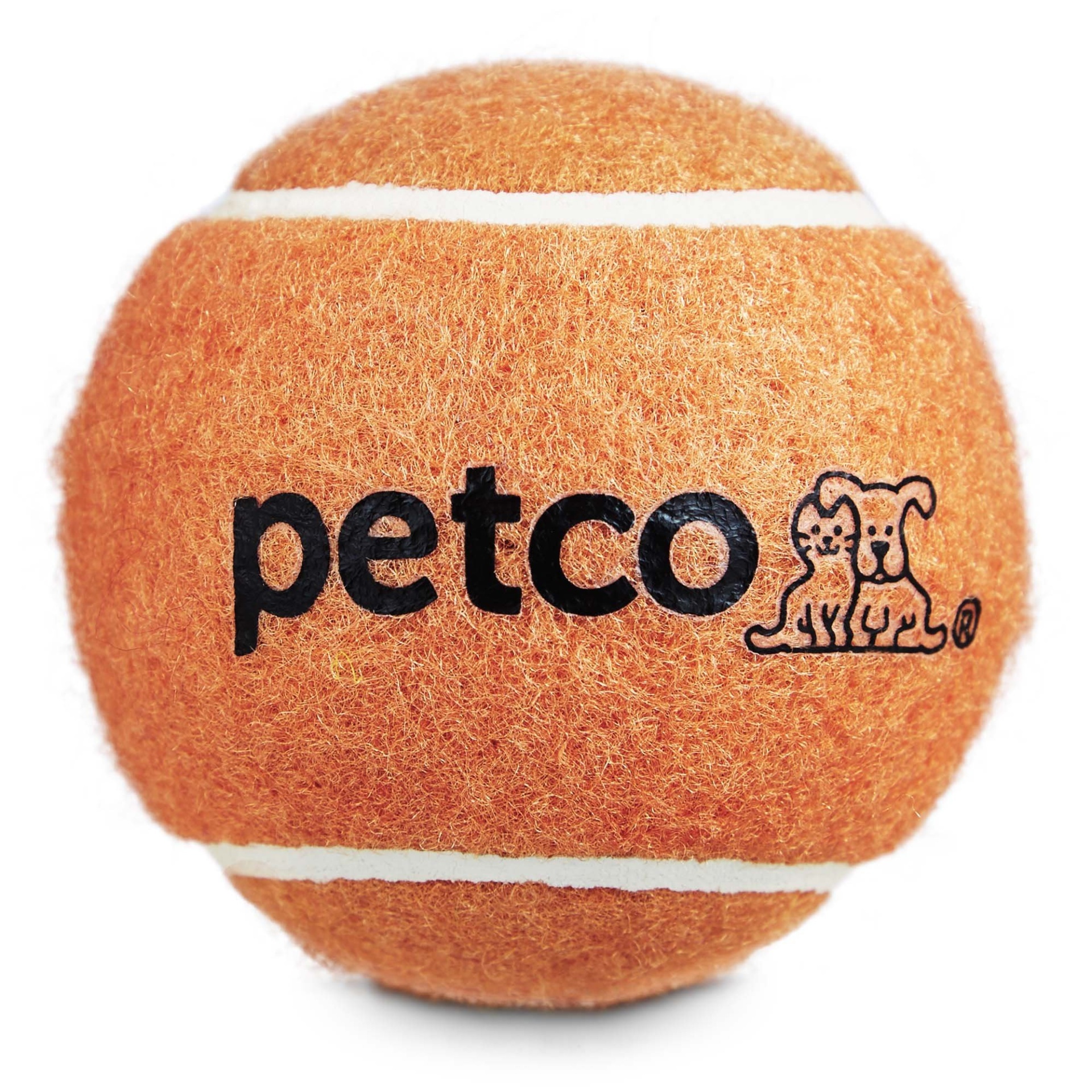 slide 1 of 1, Petco Tennis Ball Dog Toy in Orange, XS