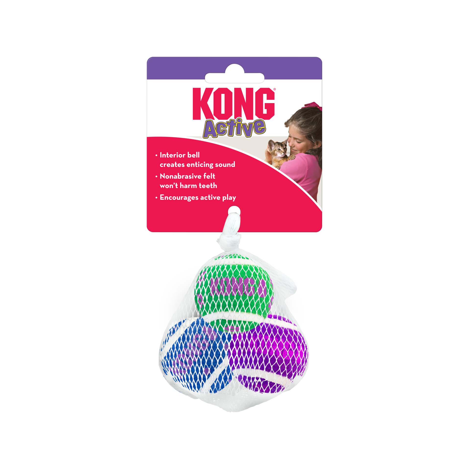 slide 2 of 4, KONG Cat Active Tennis Balls w/Bells, 1 ct