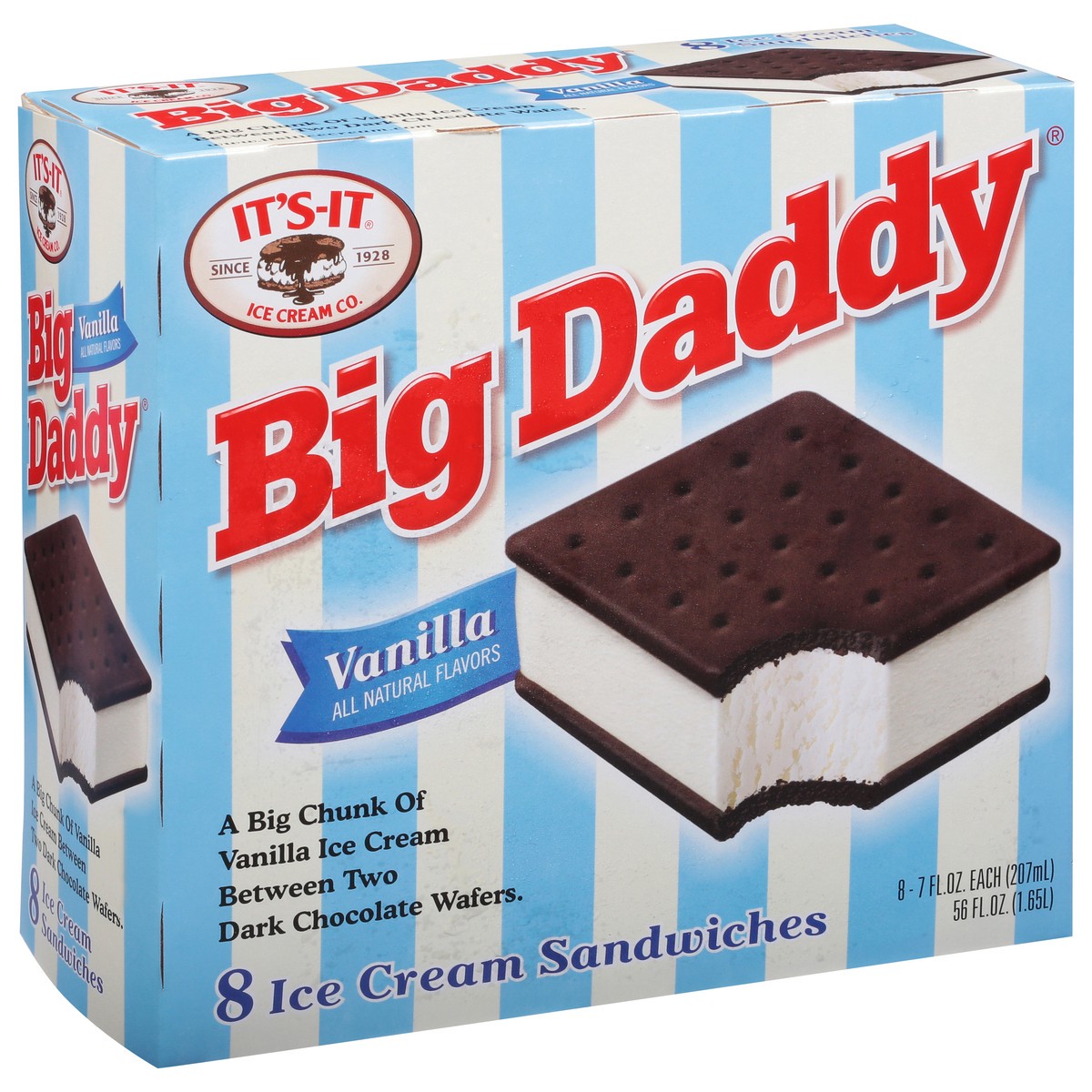 slide 10 of 13, It's-It Big Daddy Vanilla Ice Cream Sandwiches 8 - 7 fl oz Sandwiches, 8 ct