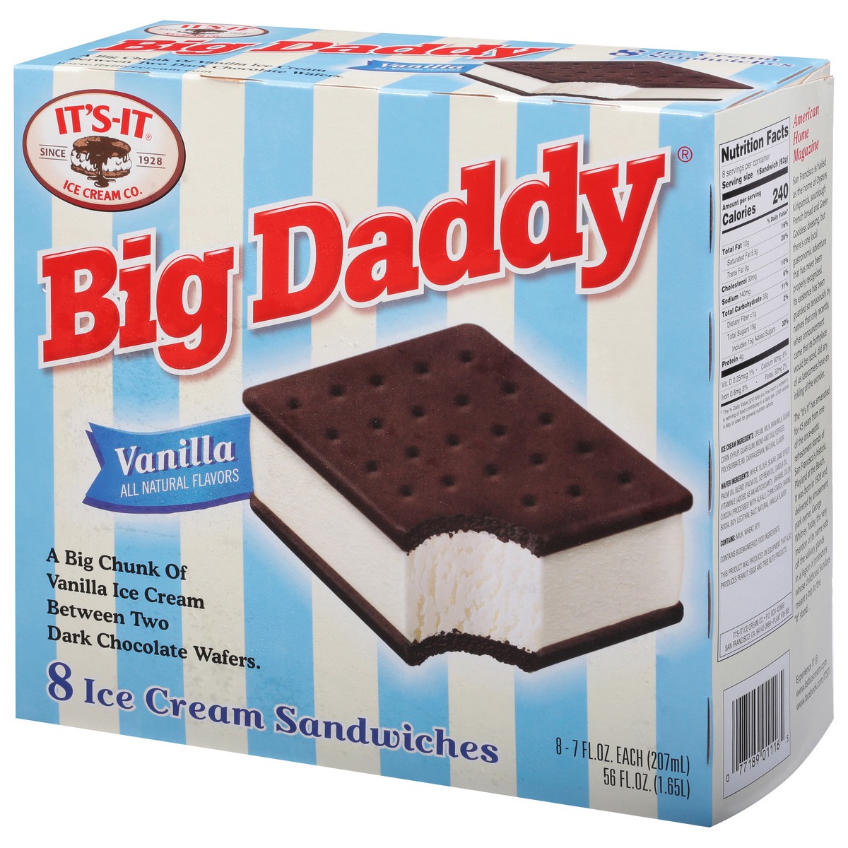 slide 12 of 13, It's-It Big Daddy Vanilla Ice Cream Sandwiches 8 - 7 fl oz Sandwiches, 8 ct