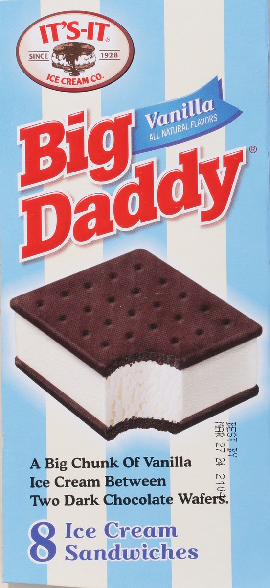 slide 11 of 13, It's-It Big Daddy Vanilla Ice Cream Sandwiches 8 - 7 fl oz Sandwiches, 8 ct