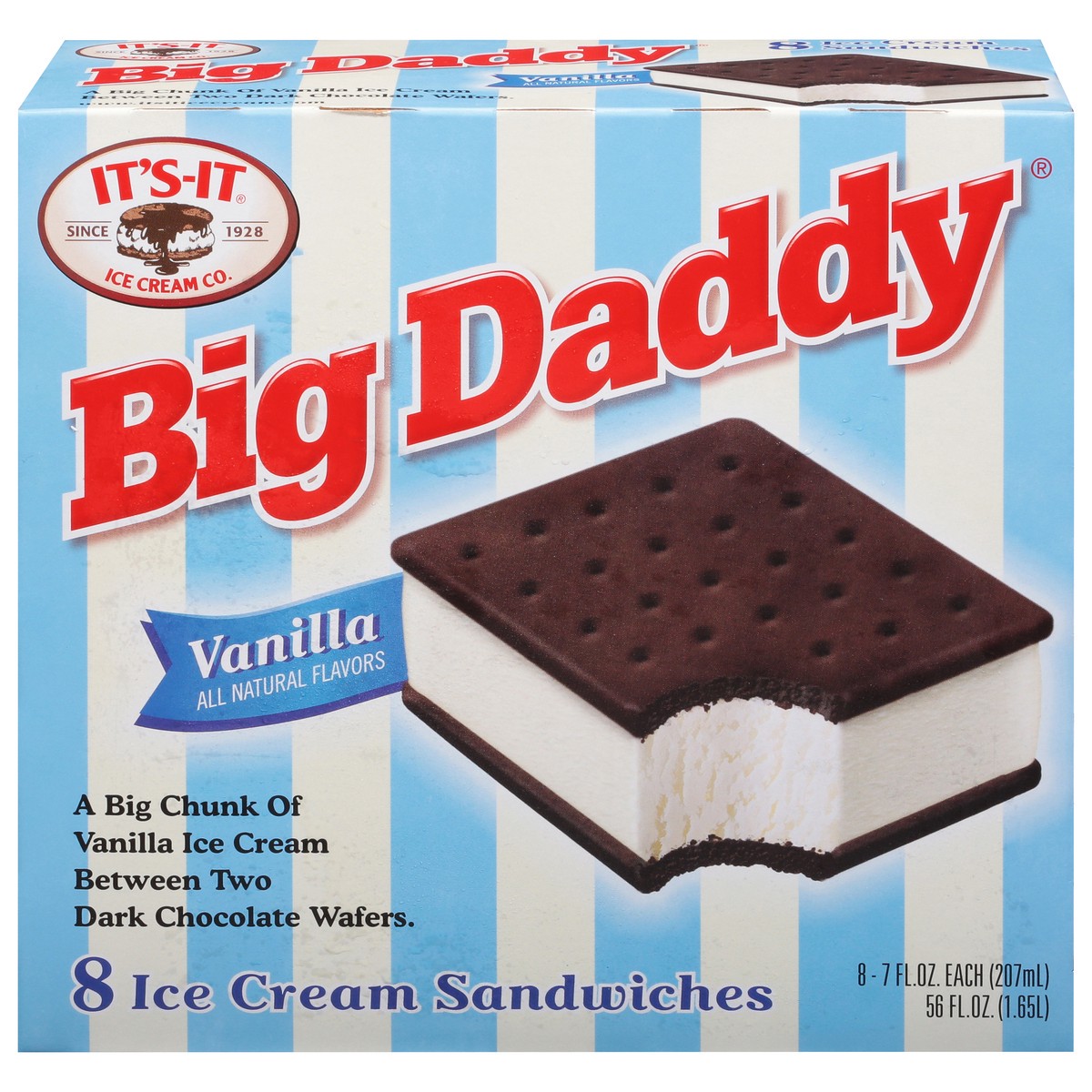 slide 13 of 13, It's-It Big Daddy Vanilla Ice Cream Sandwiches 8 - 7 fl oz Sandwiches, 8 ct
