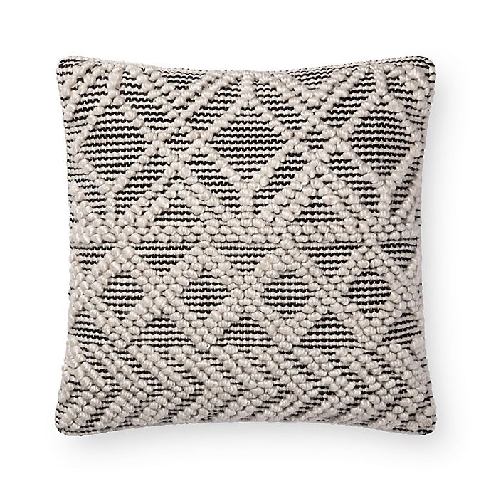 slide 1 of 1, Magnolia Home By Joanna Gaines Magnolia Home Imogene Square Throw Pillow - Ivory/Black, 1 ct