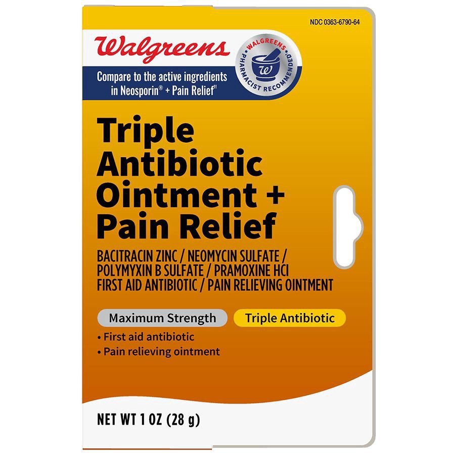 slide 1 of 5, Walgreens Maximum Strength First Aid Triple Antibiotic Pain Relieving Ointment, 1 oz