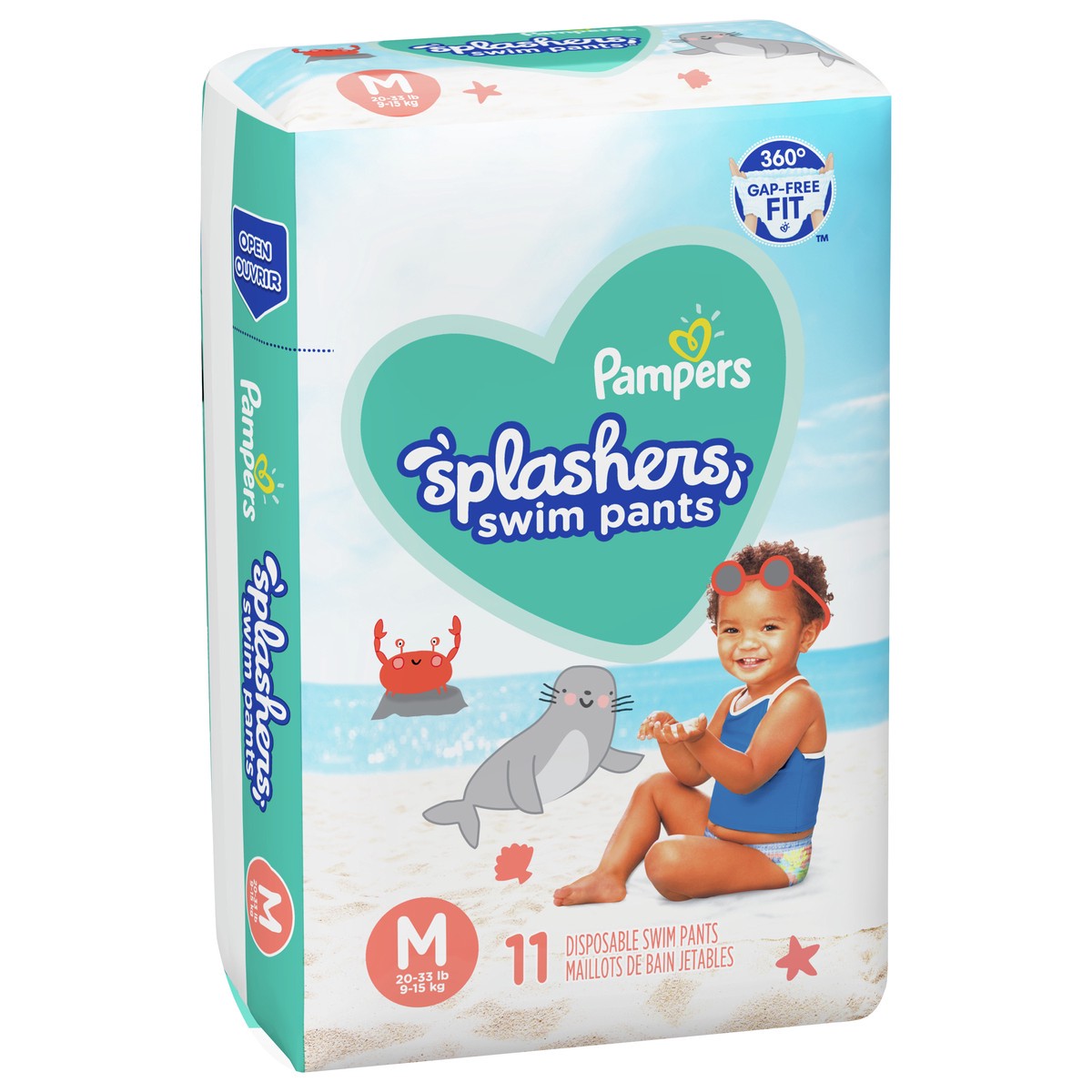 slide 3 of 6, Pampers Splashers Swim Diapers, Size 4, 11 Count, Disposable Baby Swim Diapers, 11 ct