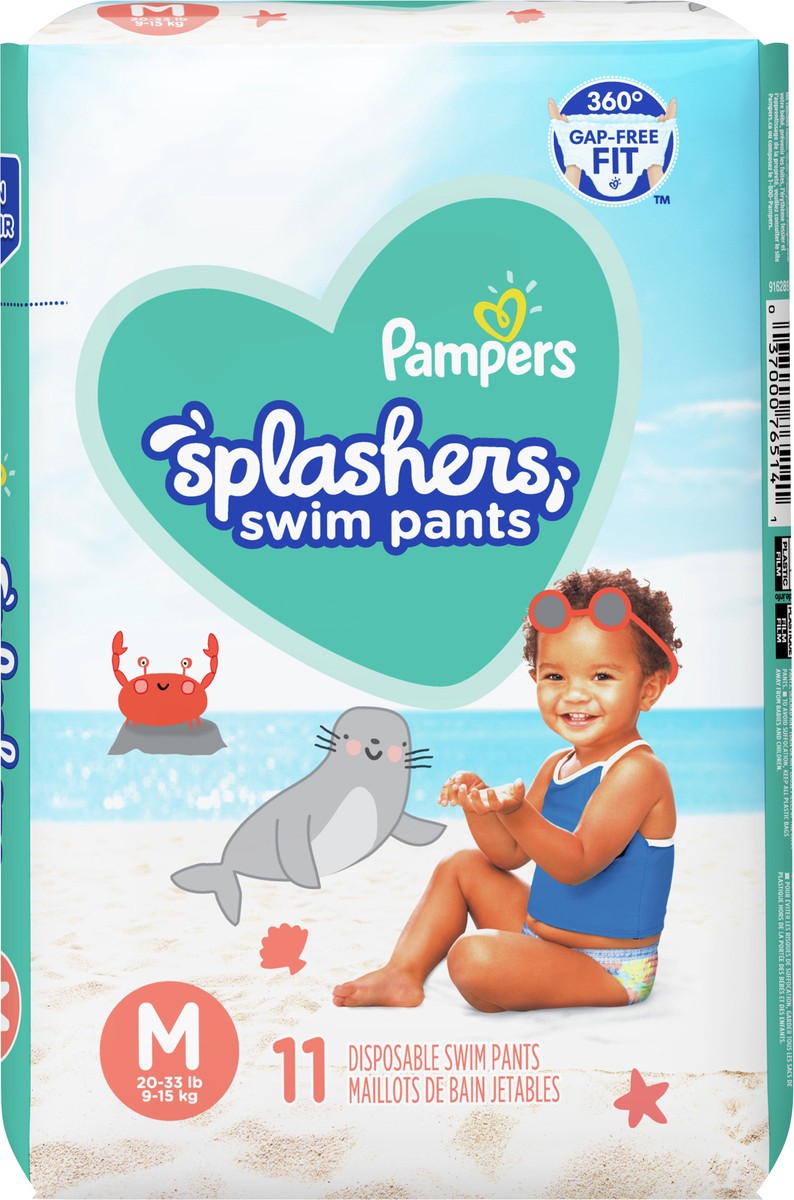 slide 4 of 6, Pampers Splashers Swim Diapers, Size 4, 11 Count, Disposable Baby Swim Diapers, 11 ct