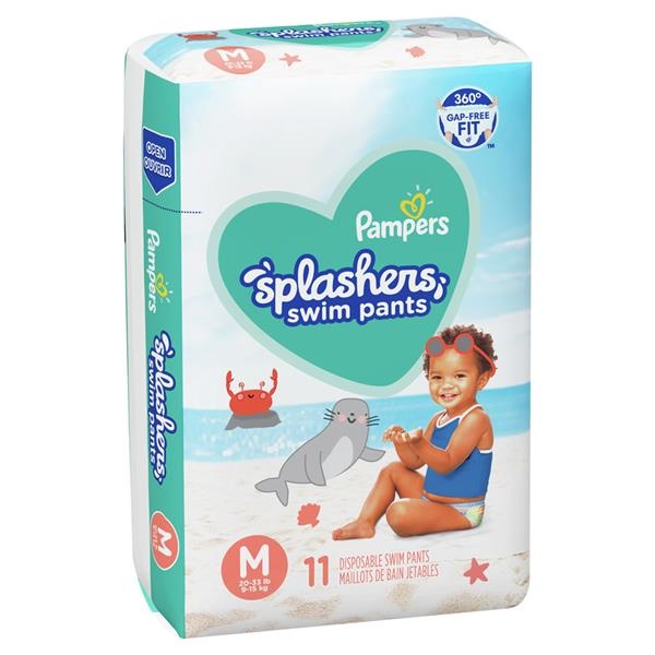 slide 1 of 1, Pampers Splashers Disposable M (20-33 lb) Swim Pants 11 ea, 11 ct