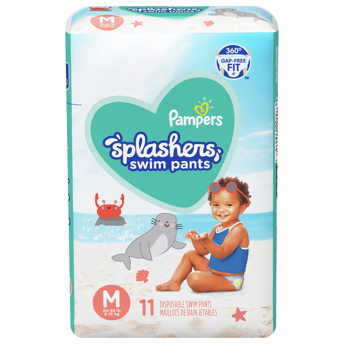 slide 1 of 6, Pampers Splashers Swim Diapers, Size 4, 11 Count, Disposable Baby Swim Diapers, 11 ct