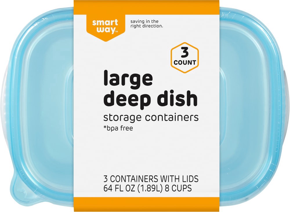 slide 3 of 4, Smart Way Large Deep Dish Food Storage Container, 3 ct