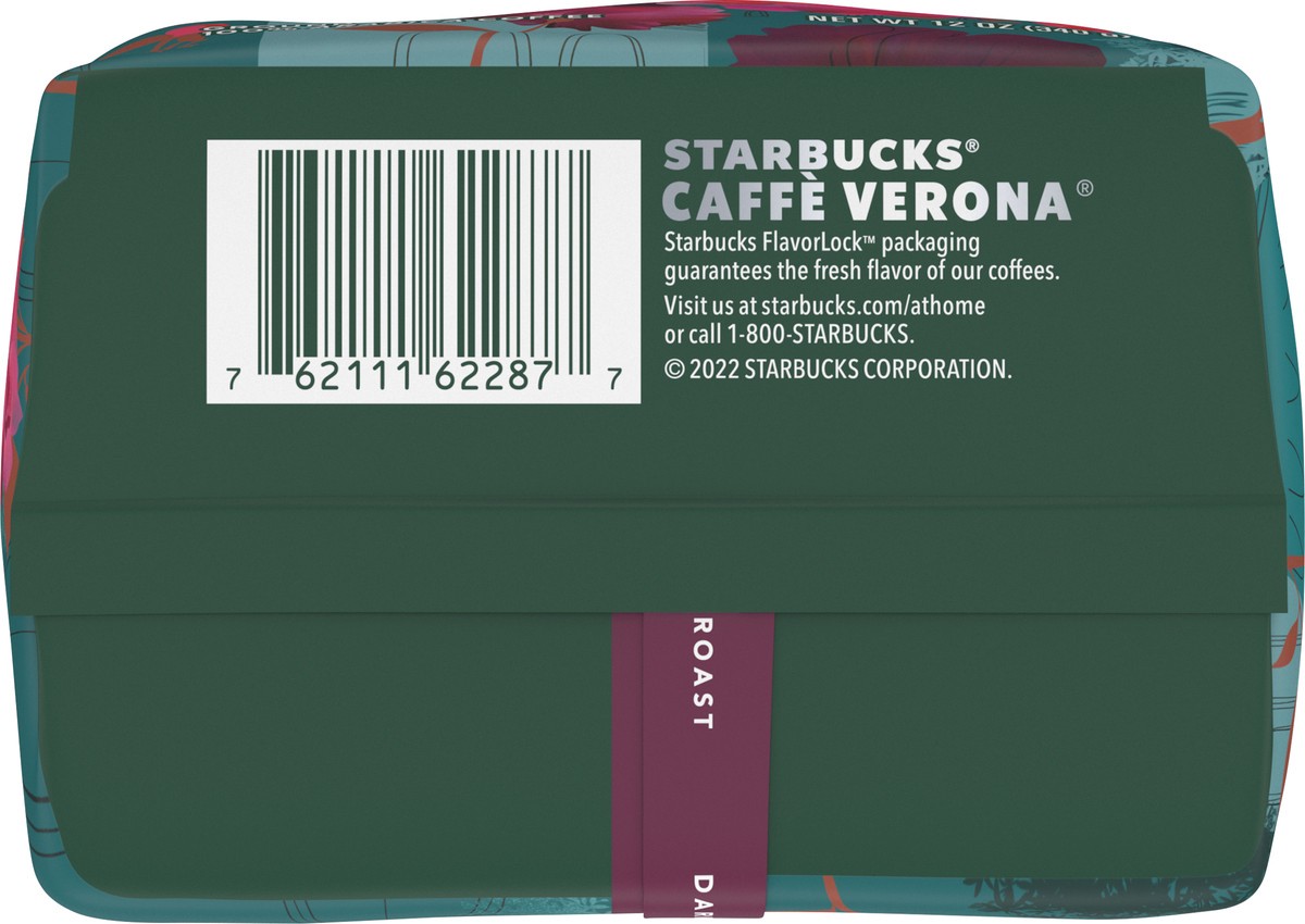 slide 3 of 9, Starbucks Ground Coffee, Dark Roast Coffee, Caffè Verona, 100% Arabica, 1 Bag (12 Oz), 12 oz