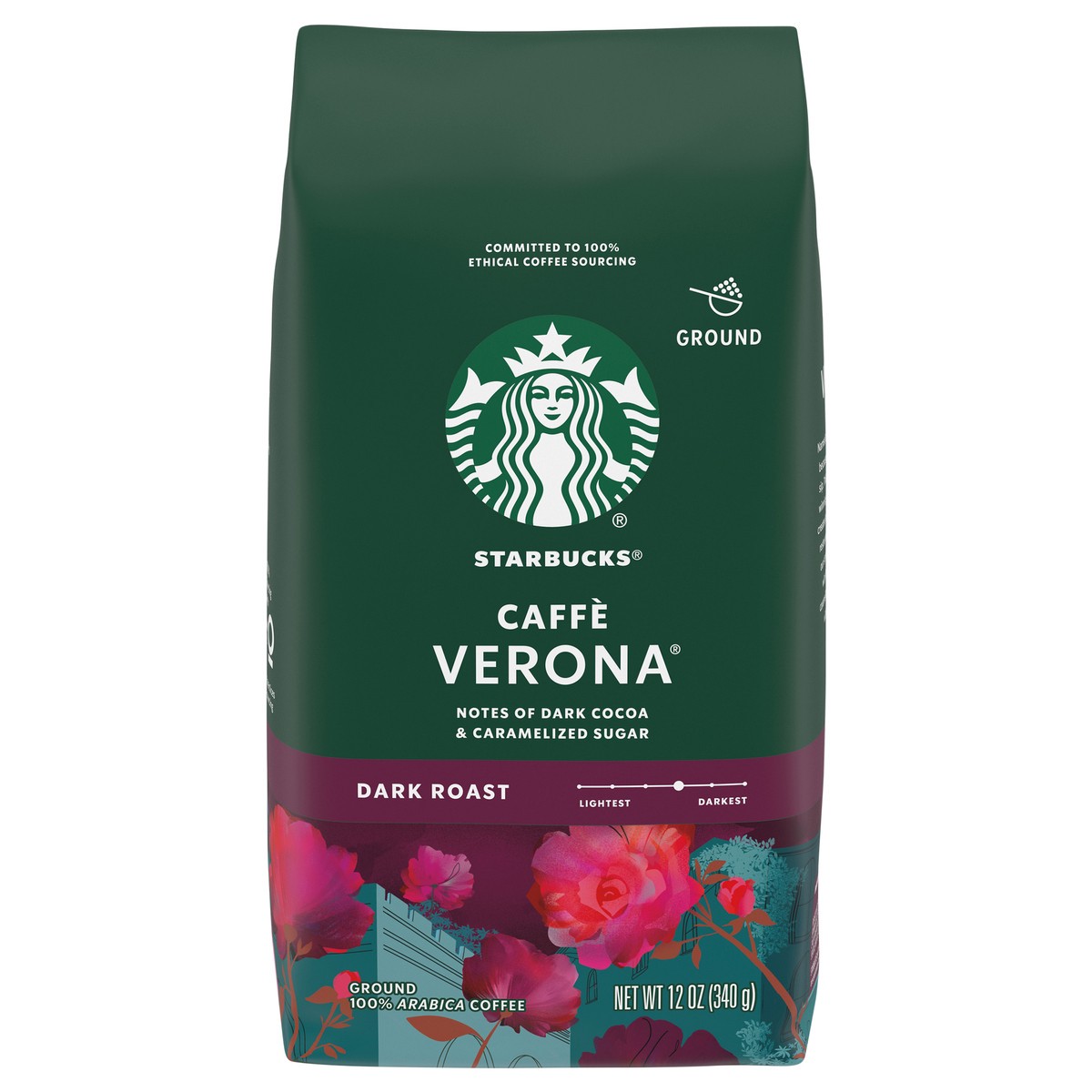 slide 1 of 9, Starbucks Ground Coffee, Dark Roast Coffee, Caffè Verona, 100% Arabica, 1 Bag - 12 oz, 12 oz