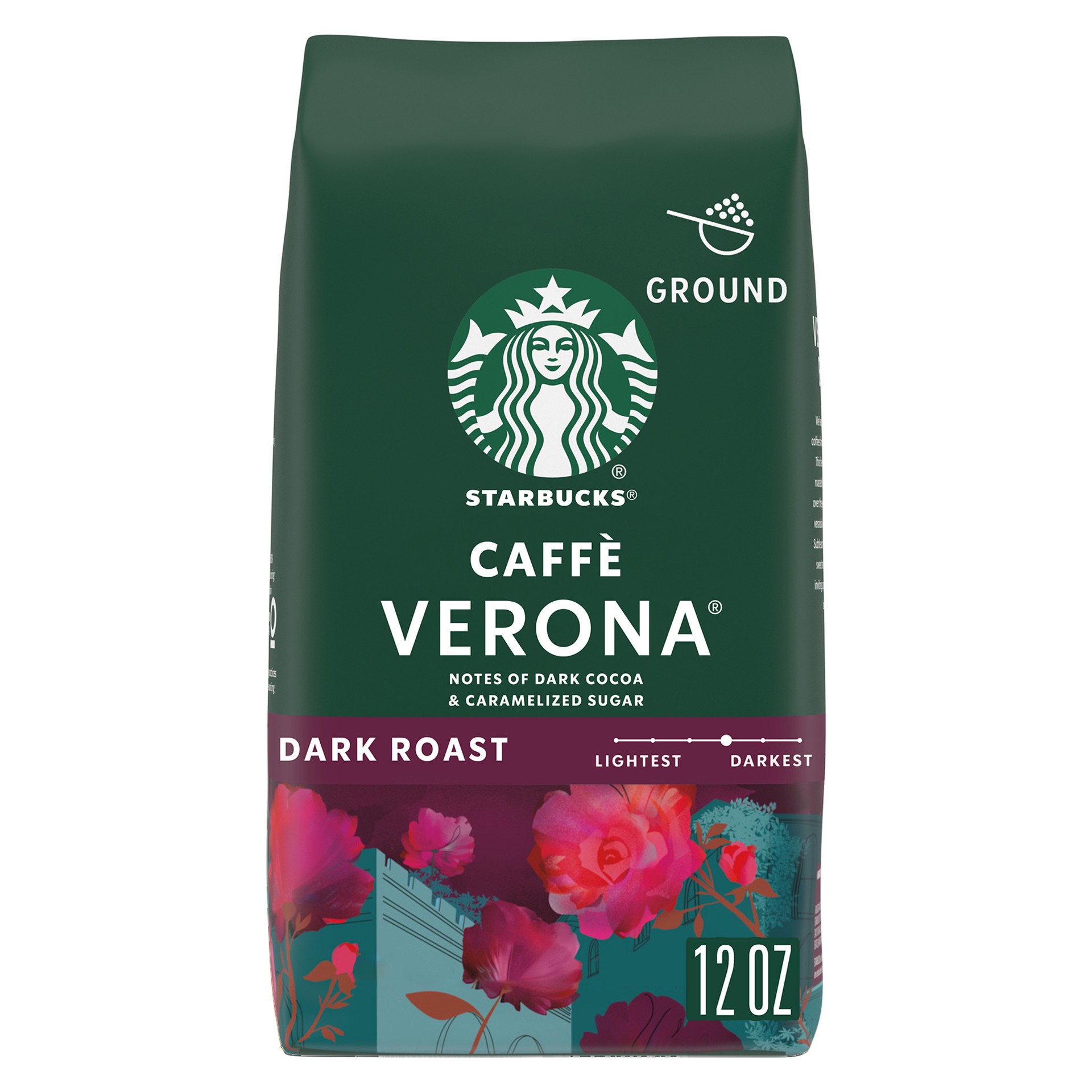 slide 1 of 9, Starbucks Ground Coffee, Dark Roast Coffee, Caffè Verona, 100% Arabica, 1 Bag (12 Oz), 12 oz