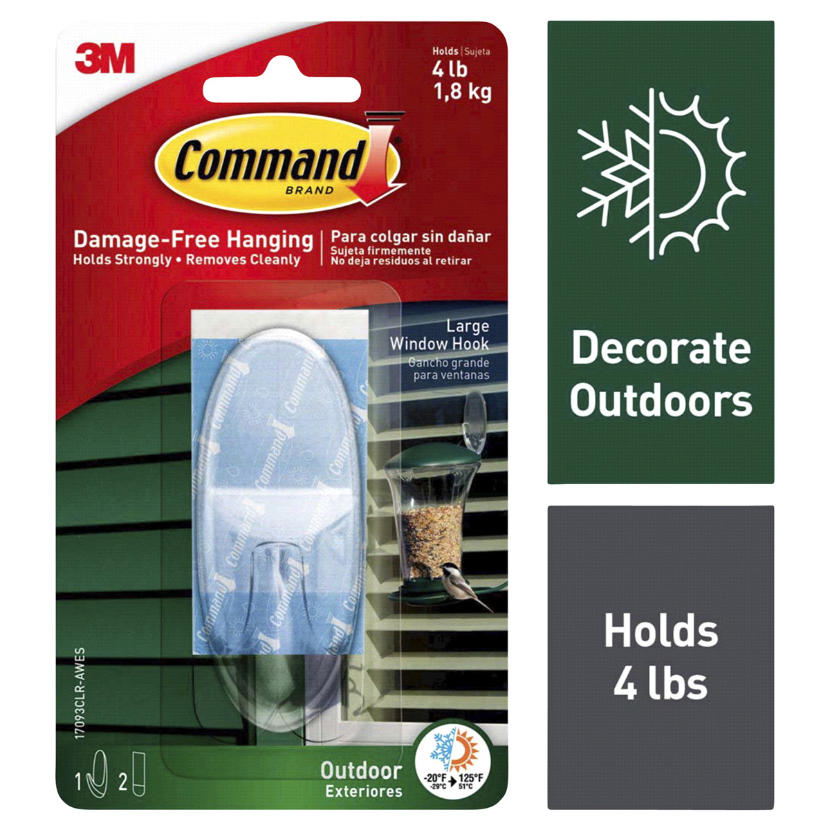 slide 1 of 3, 3M Command Large Clear Window Hook Trim, 1 ct