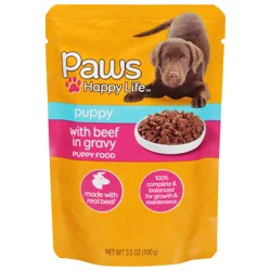 Paws Happy Life Puppy Food with Beef in Gravy - 3.5 oz