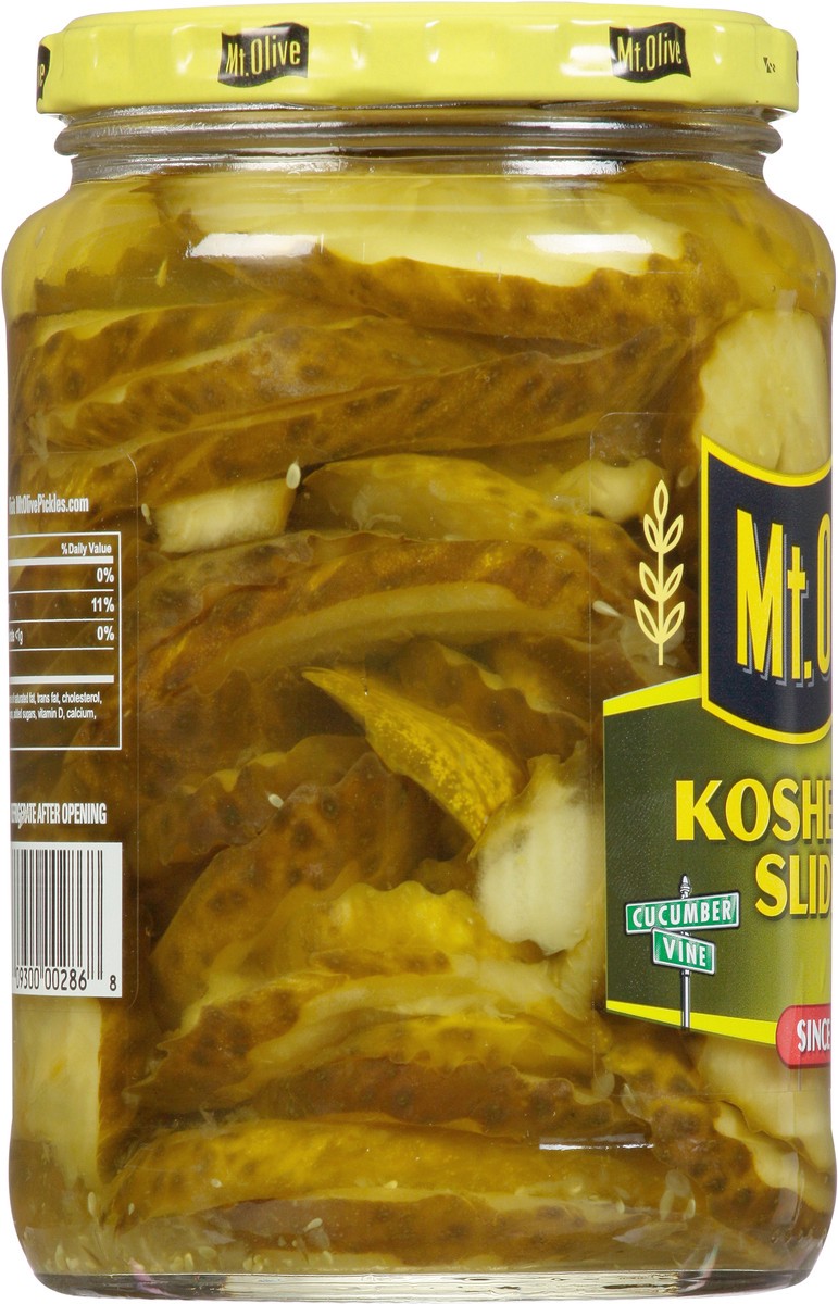 slide 8 of 9, Mt. Olive Kosher Dill Sliders Pickles, 24 fl oz