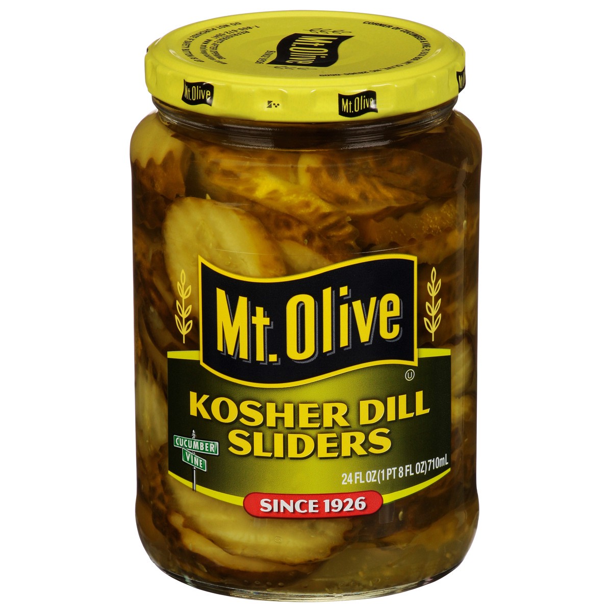 slide 5 of 9, Mt. Olive Kosher Dill Sliders Pickles, 24 fl oz