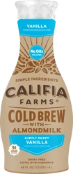 Califia Farms Simple Vanilla Almond Milk Latte Coffee, 48 fl oz