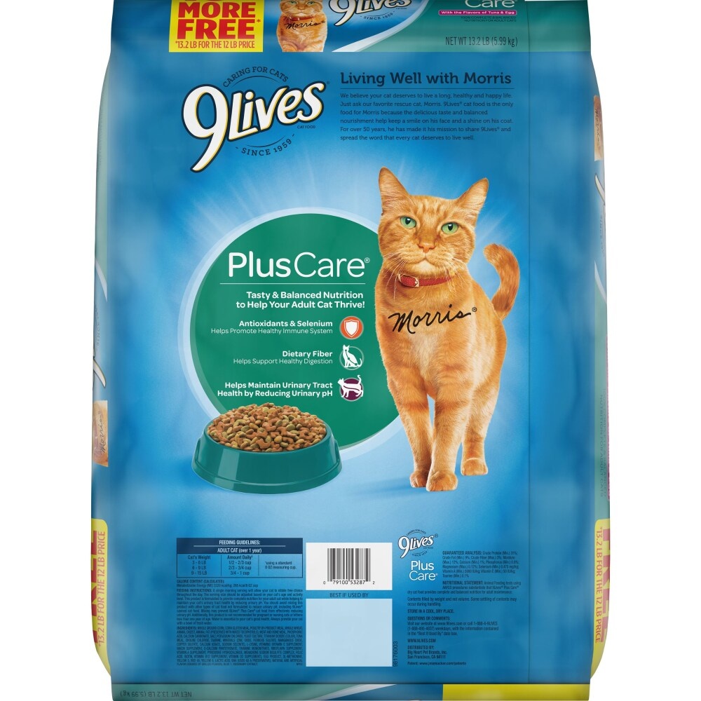 slide 1 of 1, 9Lives Cat Food With The Flavors Of Tuna & Egg, 13.2 lb