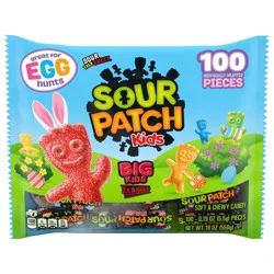 SOUR PATCH KIDS Big Kids Individually Wrapped Soft & Chewy Candy, Bulk Easter Candy, 1 Bag (100 Pieces)