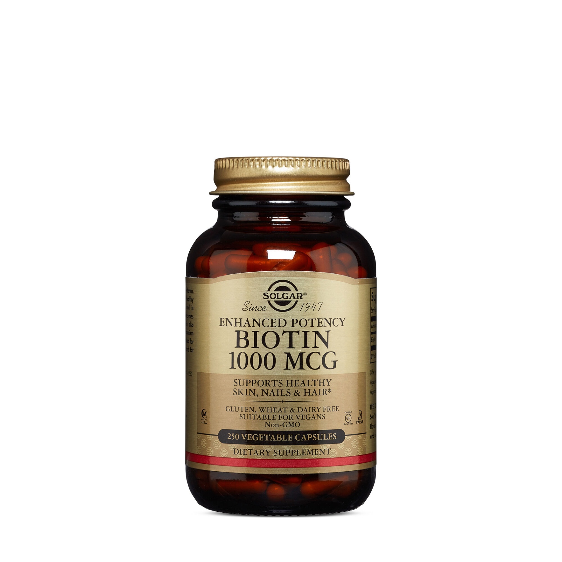 slide 1 of 1, Solgar Biotin 1000 mcg Enhanced Potency Vegetable Capsules, 250 ct