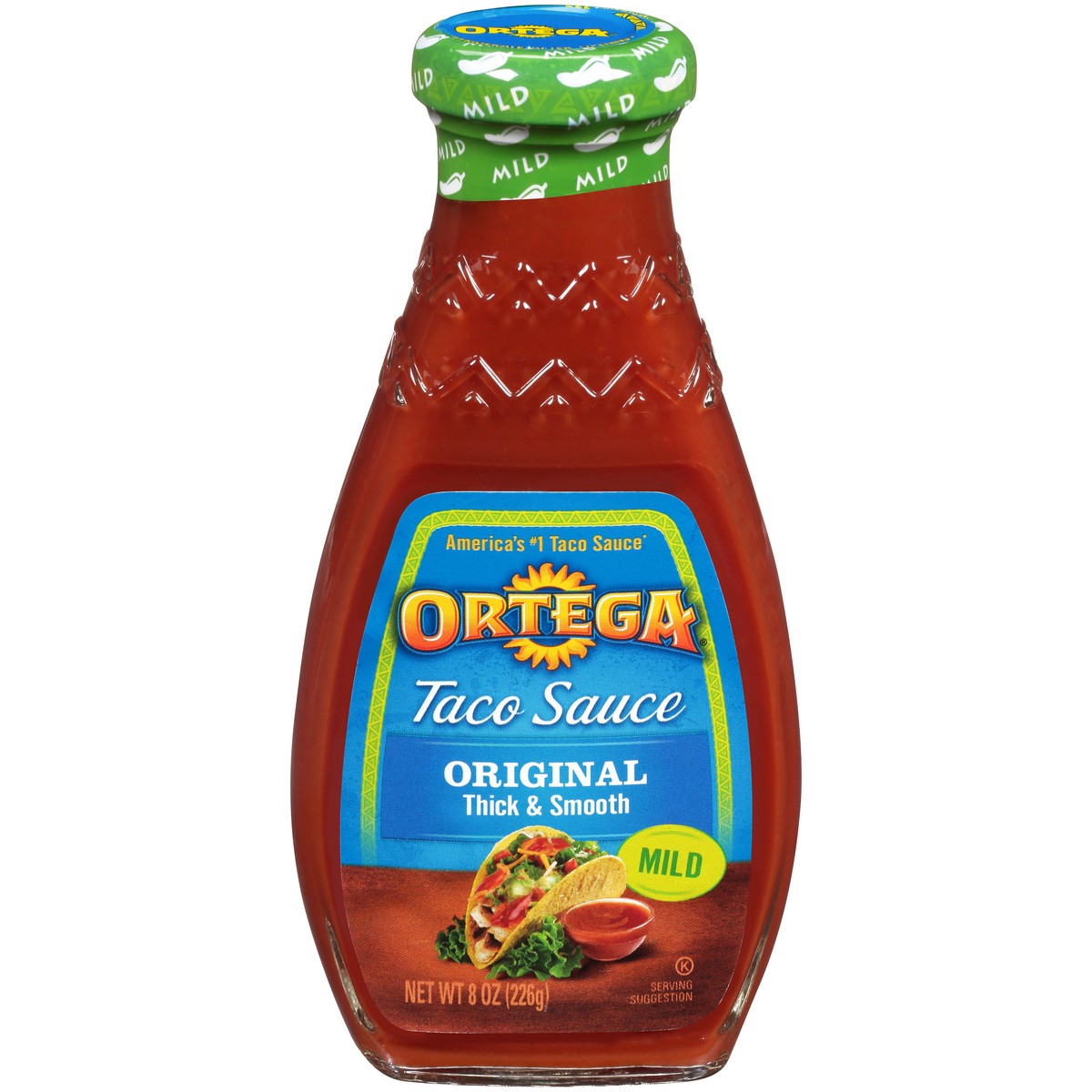 slide 2 of 4, Ortega Original Thick and Smooth Mild Taco Sauce, Kosher, 8 OZ Glass Bottle, 8 oz