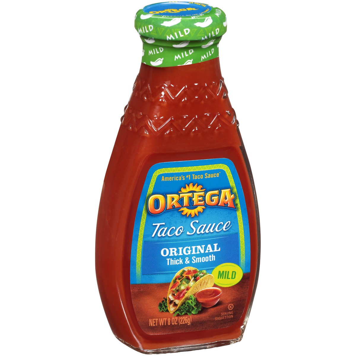 slide 4 of 4, Ortega Original Thick and Smooth Mild Taco Sauce, Kosher, 8 OZ Glass Bottle, 8 oz