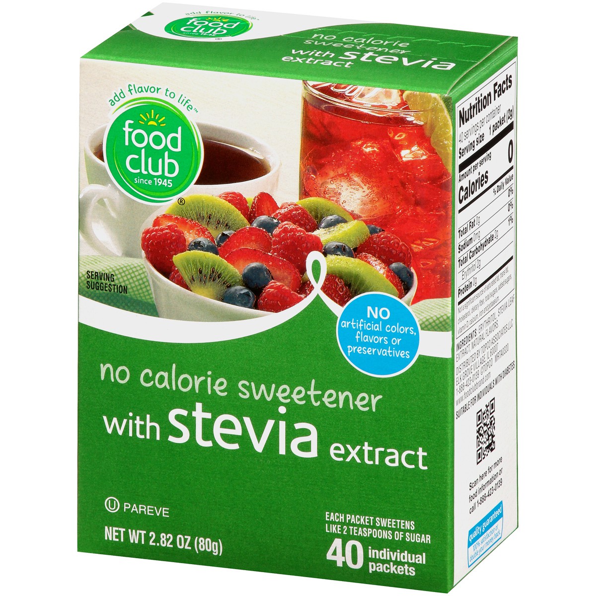 slide 6 of 9, Food Club Stevia Packets, 40 ct