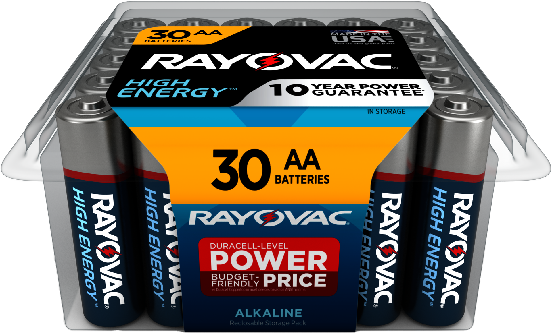 slide 5 of 7, Rayovac High Energy AA Batteries (30 Pack), Double A Alkaline Batteries, 30 ct