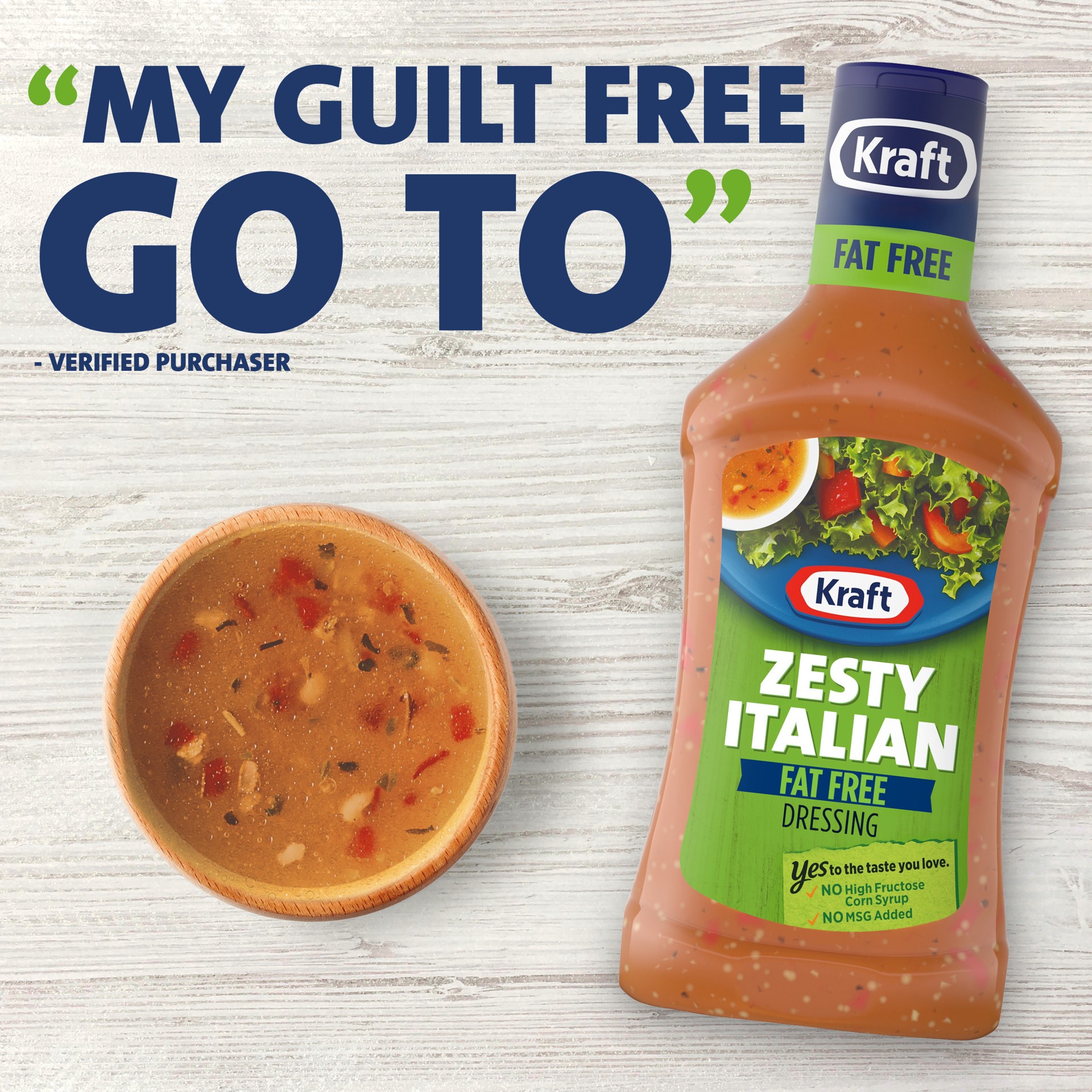 slide 4 of 5, Kraft Zesty Italian Fat Free Salad Dressing, 16 fl oz Bottle, 16 fl oz