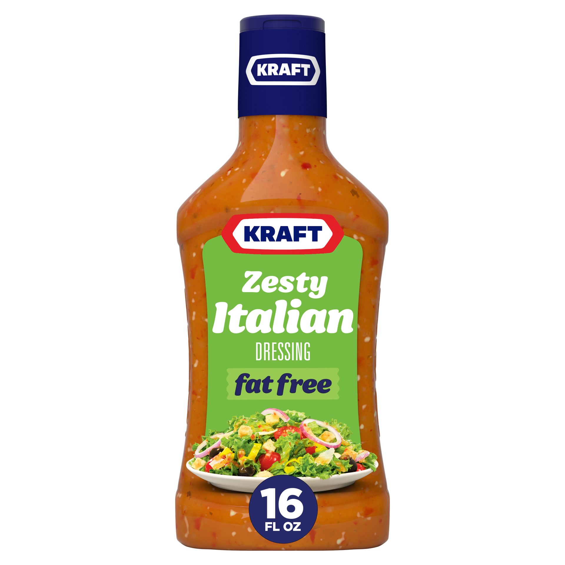 slide 1 of 5, Kraft Zesty Italian Fat Free Salad Dressing, 16 fl oz Bottle, 16 fl oz