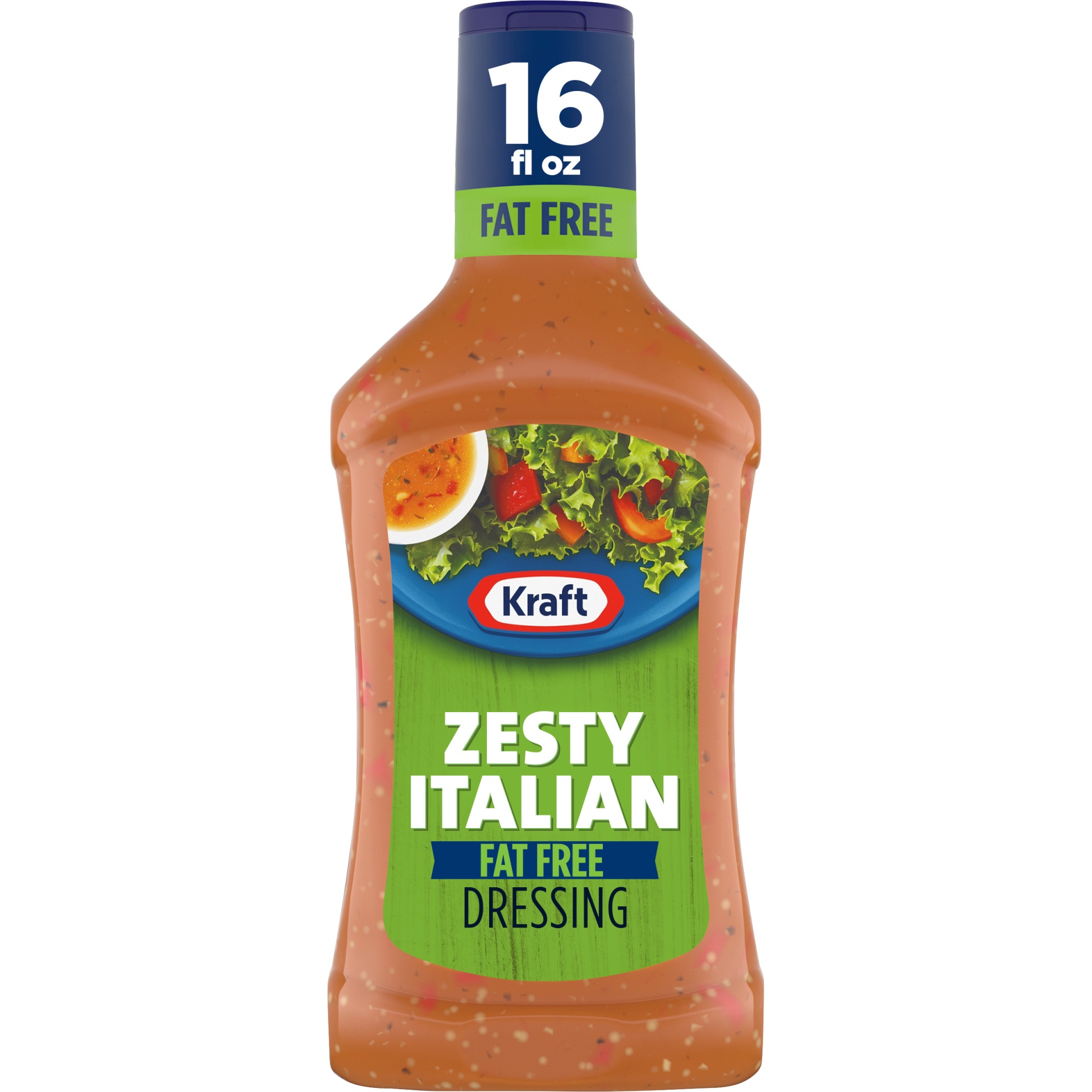 slide 1 of 6, Kraft Zesty Italian Fat Free Salad Dressing Bottle, 16 fl oz