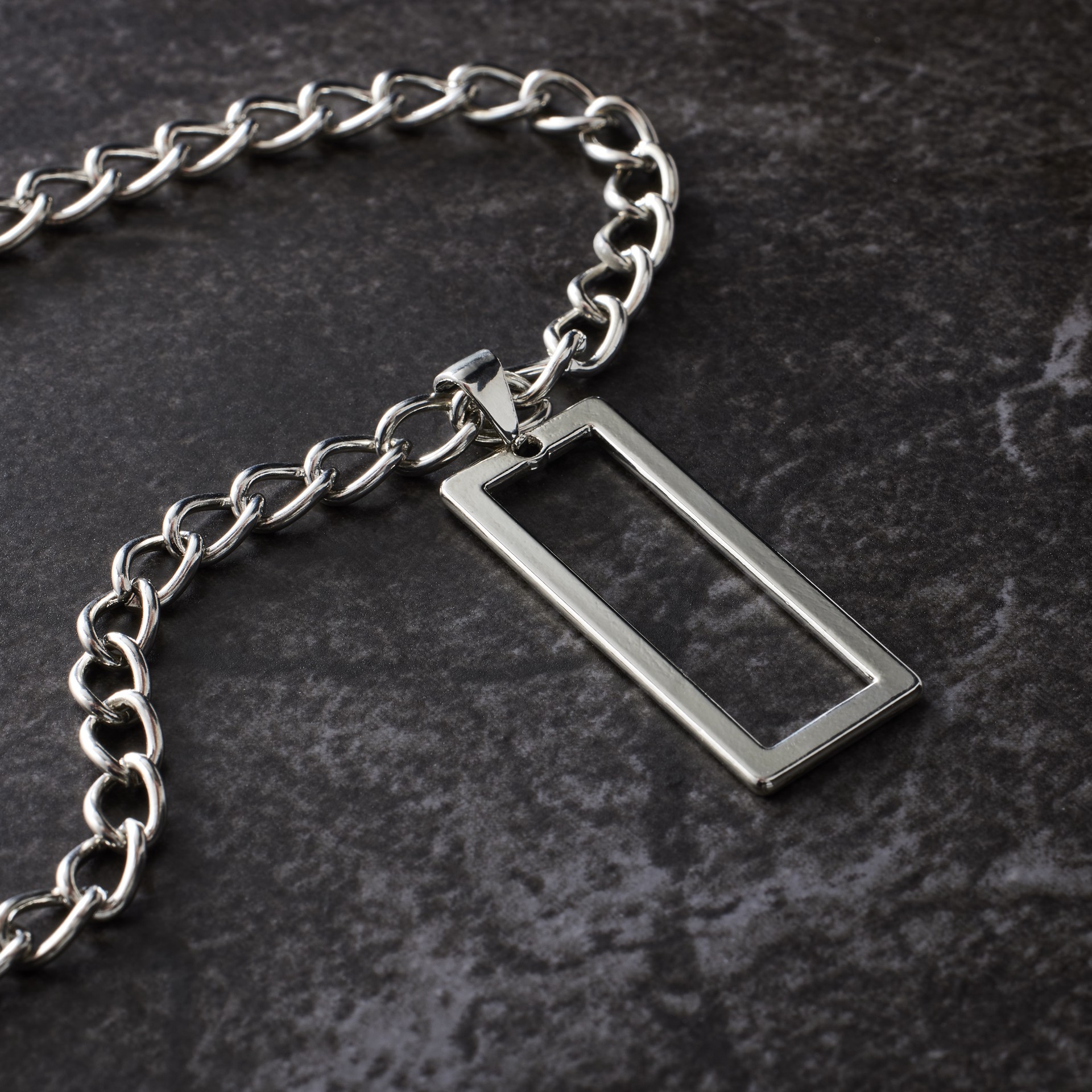 slide 2 of 3, Rhodium Open Rectangle Pendant By Bead Landing, 15mm x 37mm