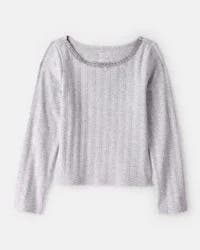 Carter's Carters Girls Pointelle Long-Sleeve Top - Grey Grey 5
