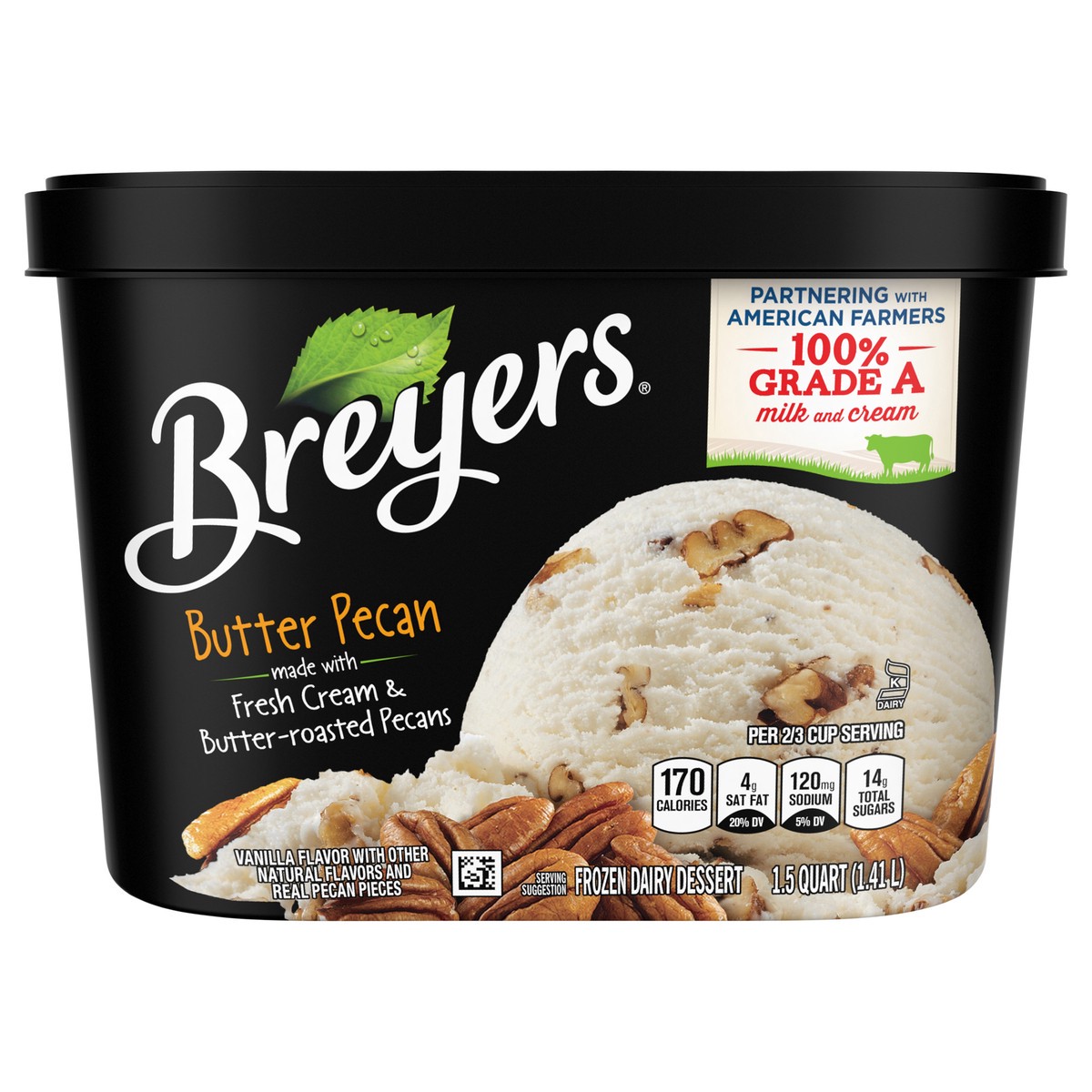 slide 1 of 1, Breyers Butter Pecan Frozen Dairy Dessert, 1.5 qt