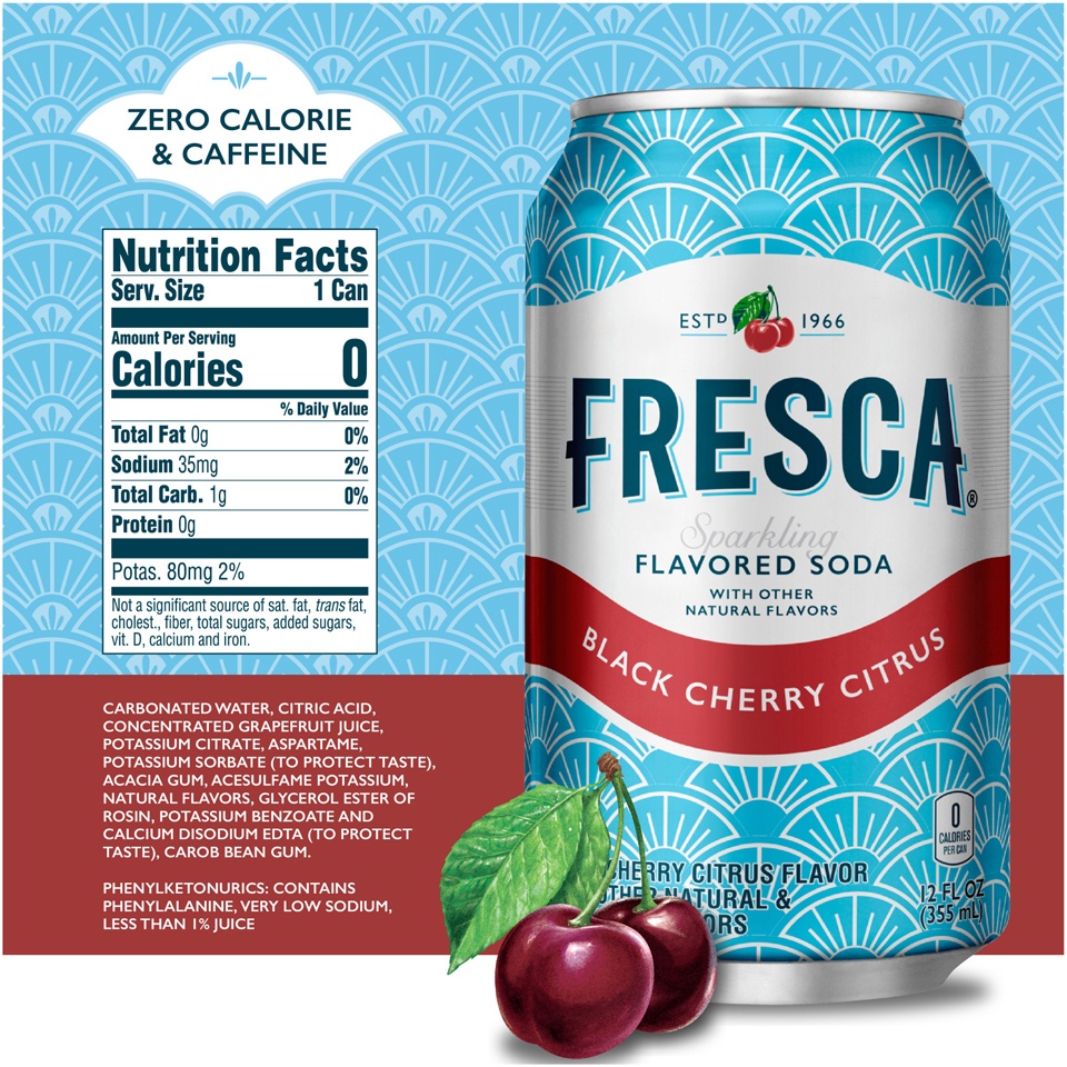 slide 2 of 9, Fresca Black Cherry Citrus Soda, 12 ct; 12 fl oz
