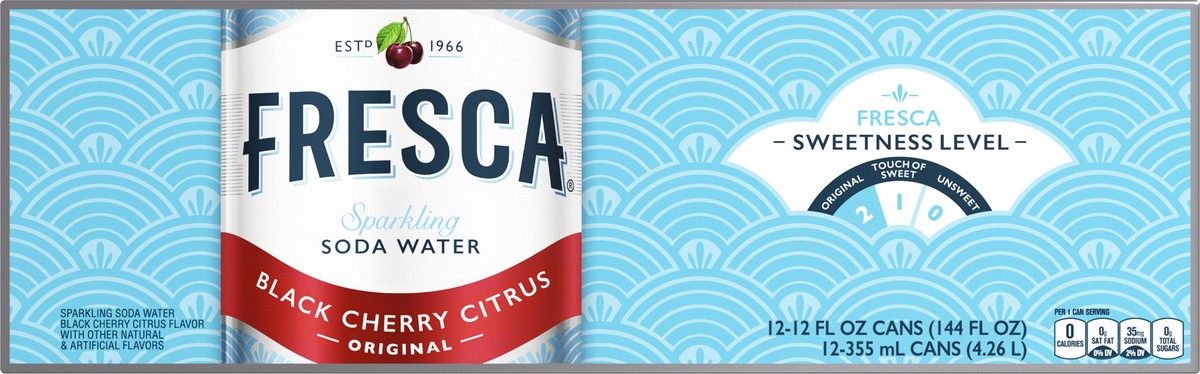 slide 1 of 10, Fresca Fridge Pack Original Sparkling Black Cherry Citrus Soda Water 12 ea, 12 ct; 12 fl oz